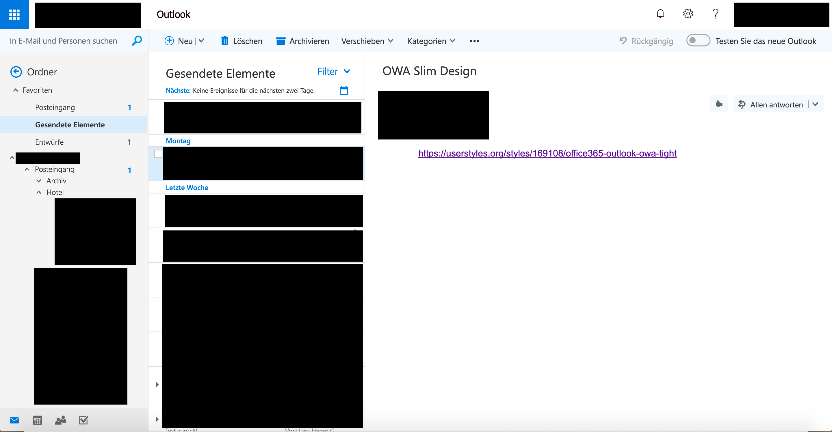 Office365 Outlook OWA Tight
