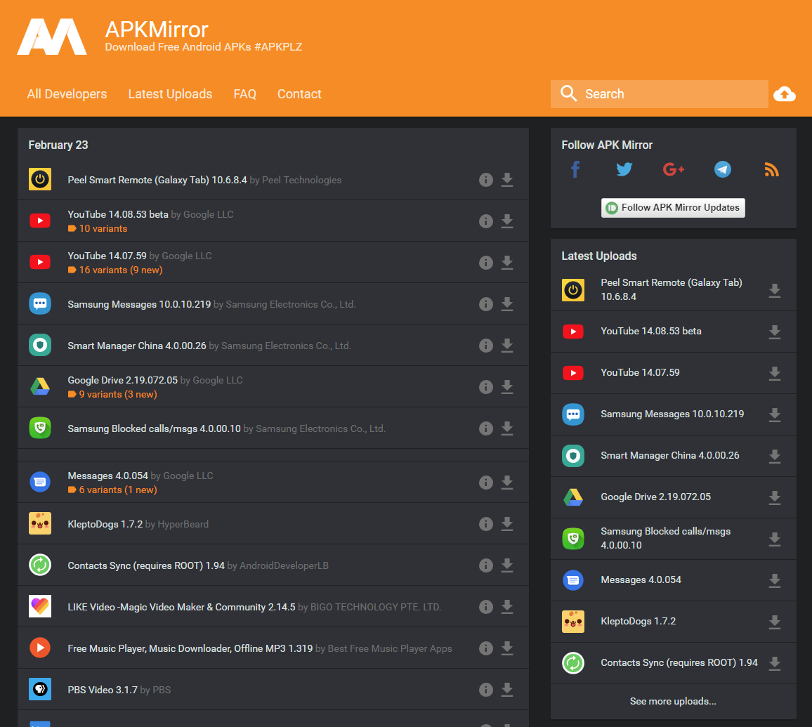 APKMirror.com Dark Mode