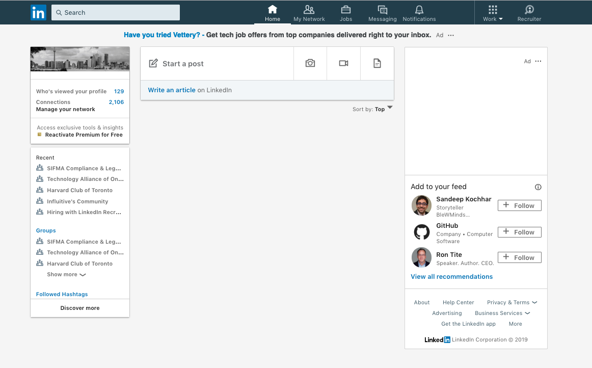 Linkedin Hide News Feed, Right Rail