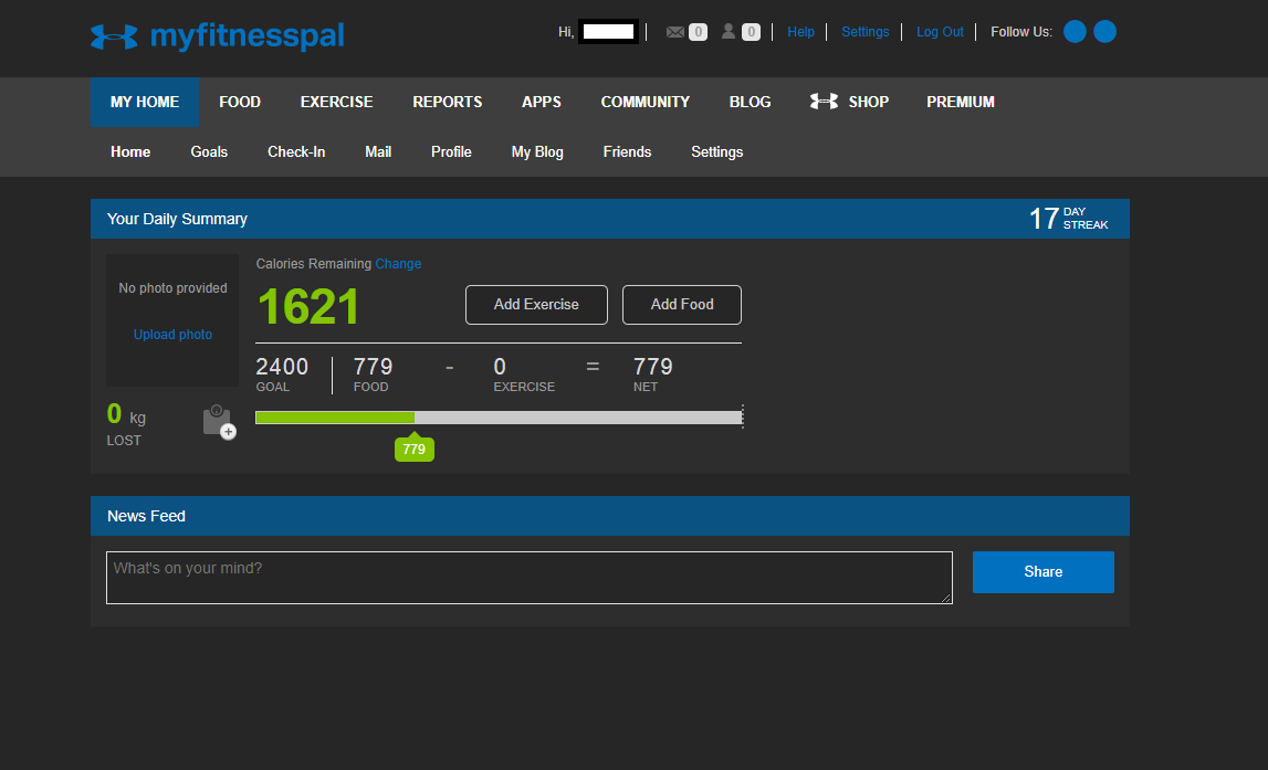 MyFitnesspal dark-mode