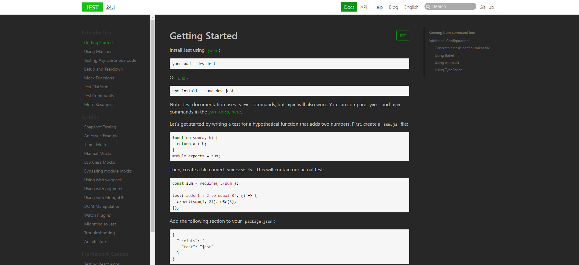Dark style for jest docs