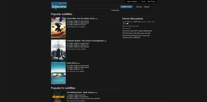 Subscene Better Darkmode