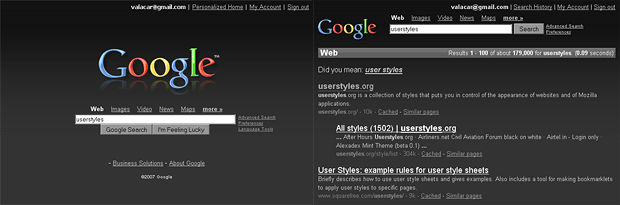 Google Web Search - Dark Gray Theme (vC)