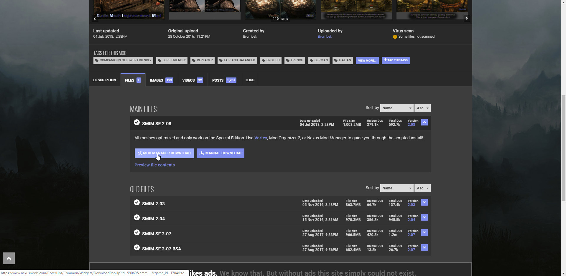 NexusMods No Download Popup