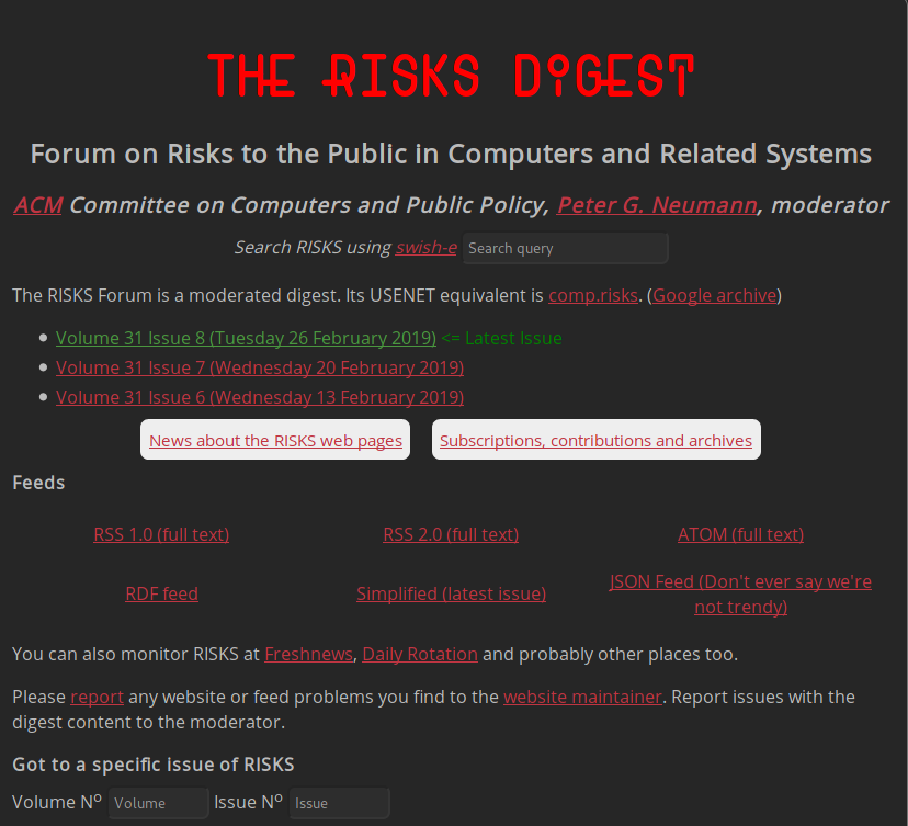 The RISKS Digest Dark Theme