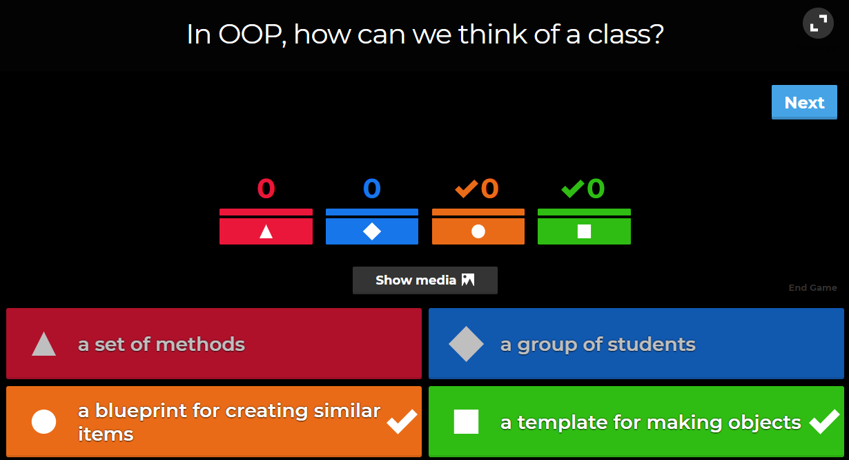 Kahoot projection colour adjustments