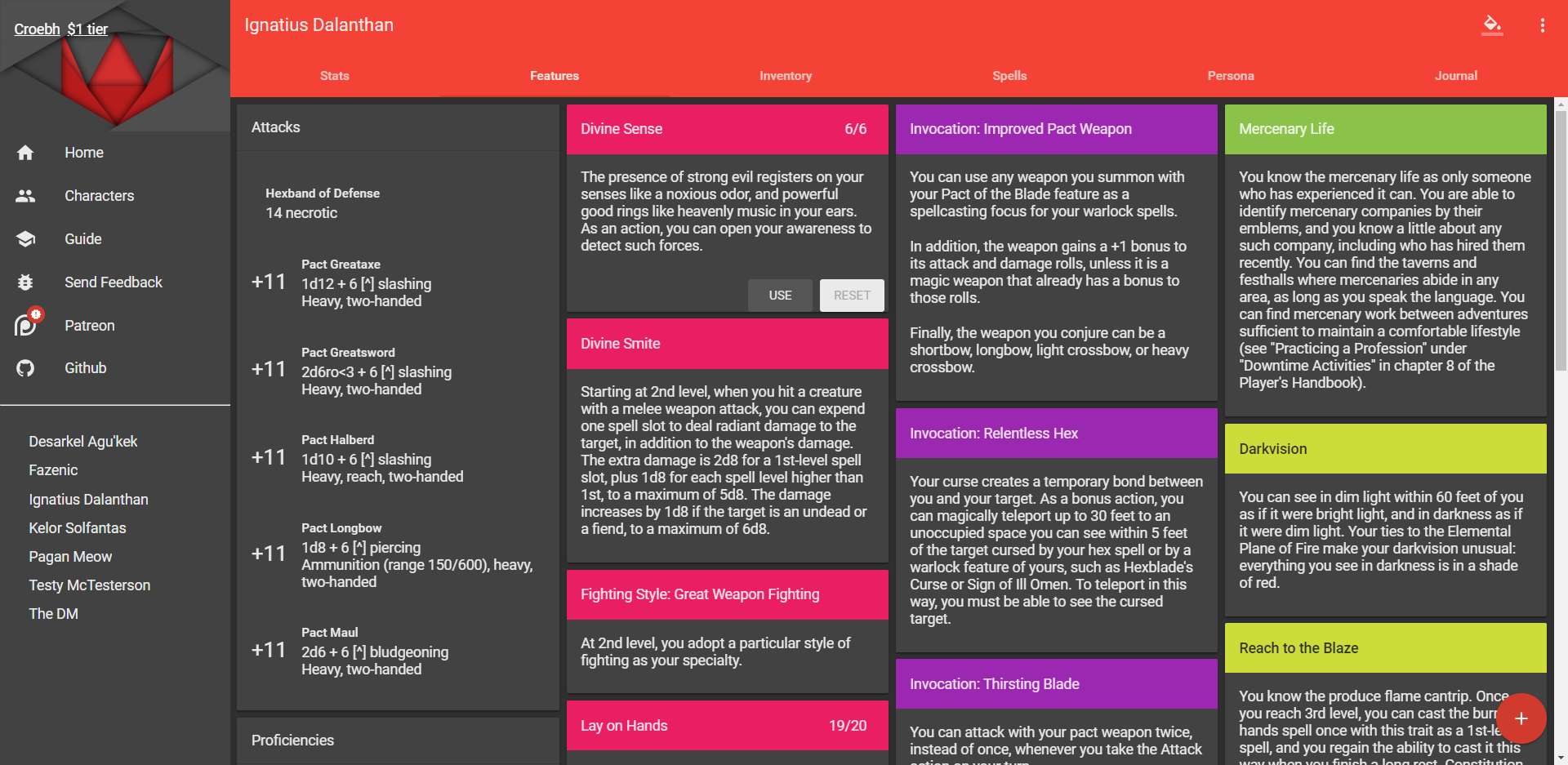 Dicecloud Dark Mode