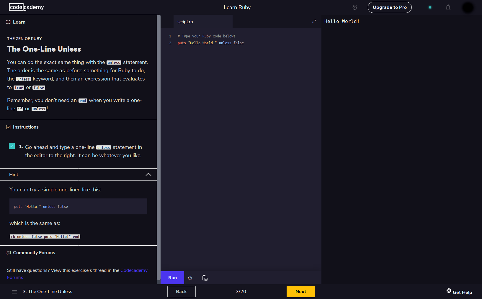Codecademy Dark Course