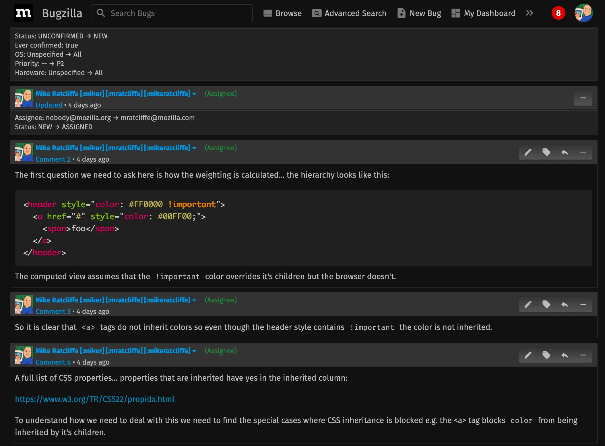 Mozilla Bugzilla Dark