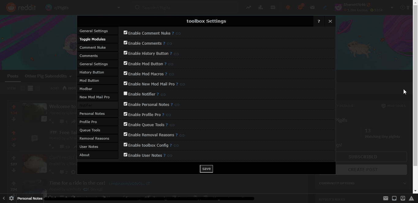 Reddit Toolbox Dark Mode