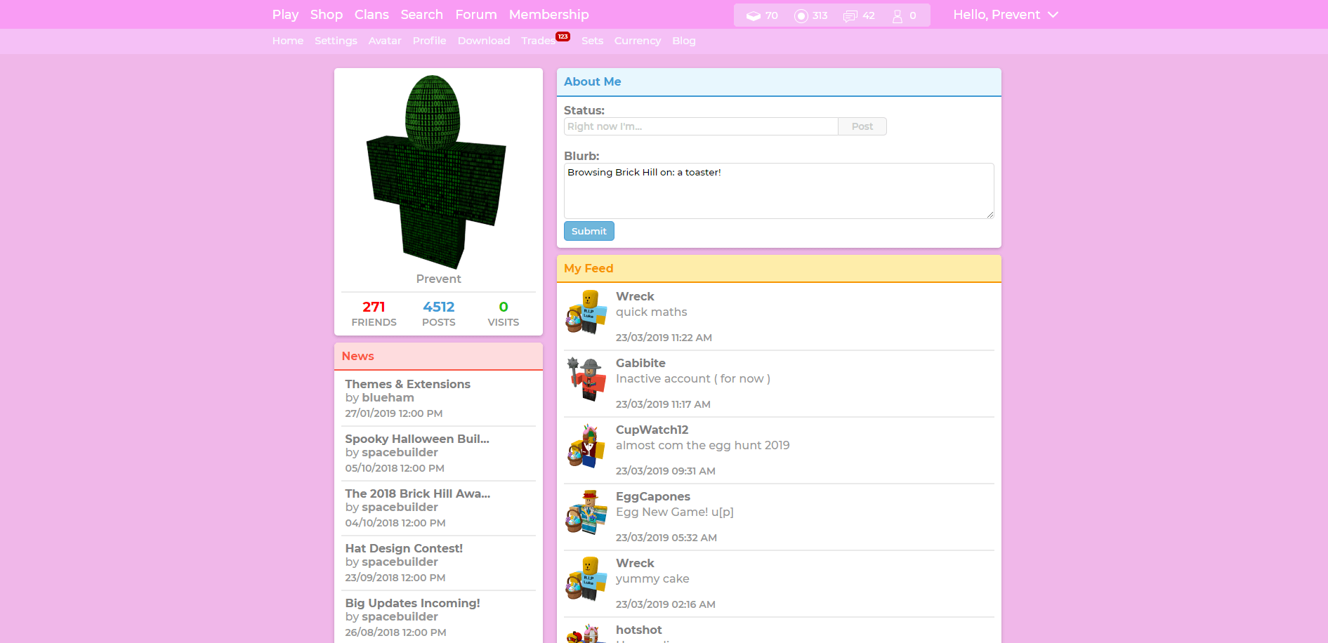 Brick Hill Pink Theme