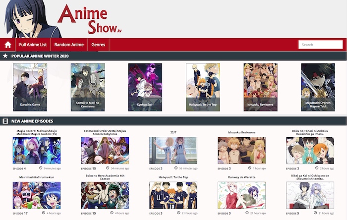 AnimeShow.tv Layout