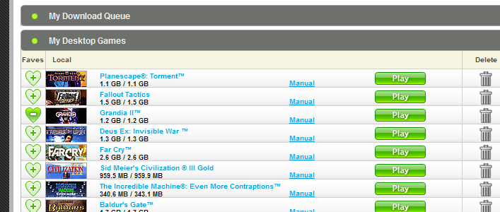 Gametap games page condenser.