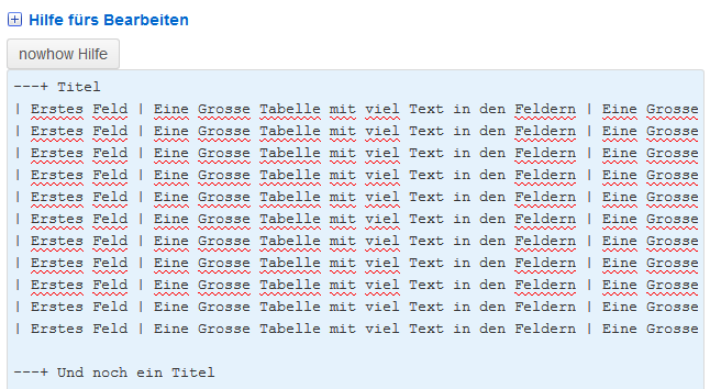 no-wrap for nowhow foswiki text areas
