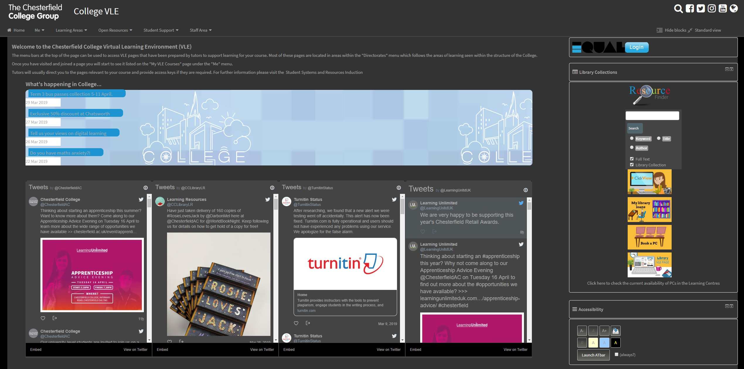 Chesterfield College VLE Dark