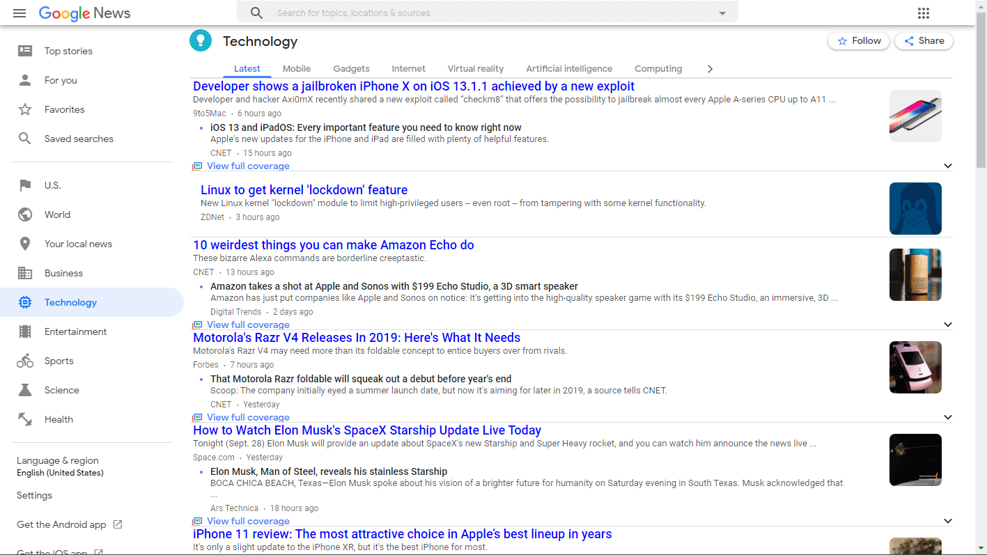 Google News compact