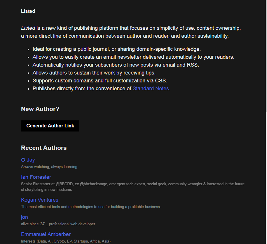 Dark Listed (Standard Notes)
