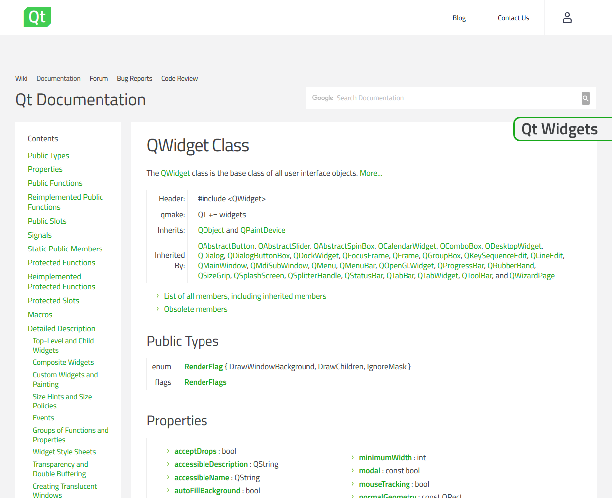 Qt Docs - Easy module nav