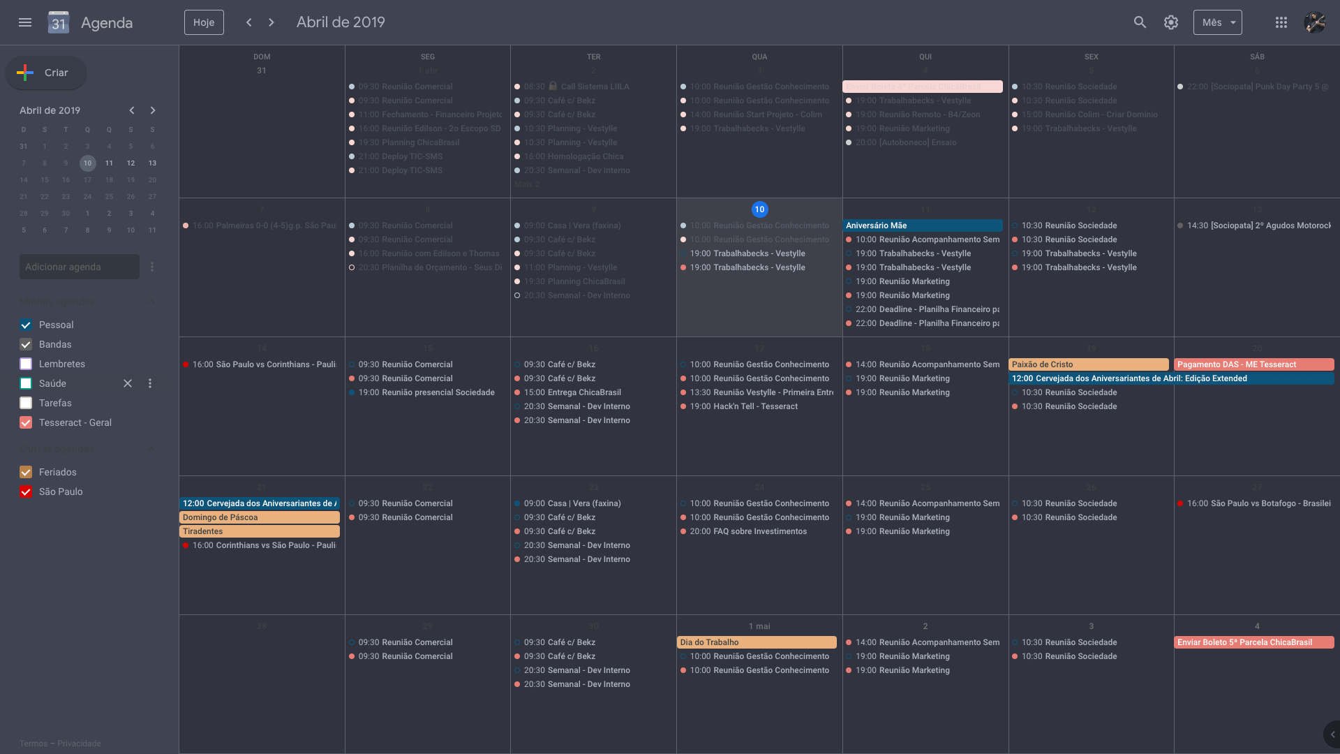Google Calendar Dark Theme