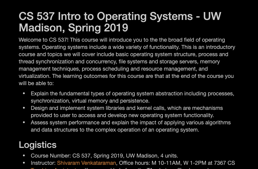 Dark Theme for CS 537 Intro to Operating Systems -