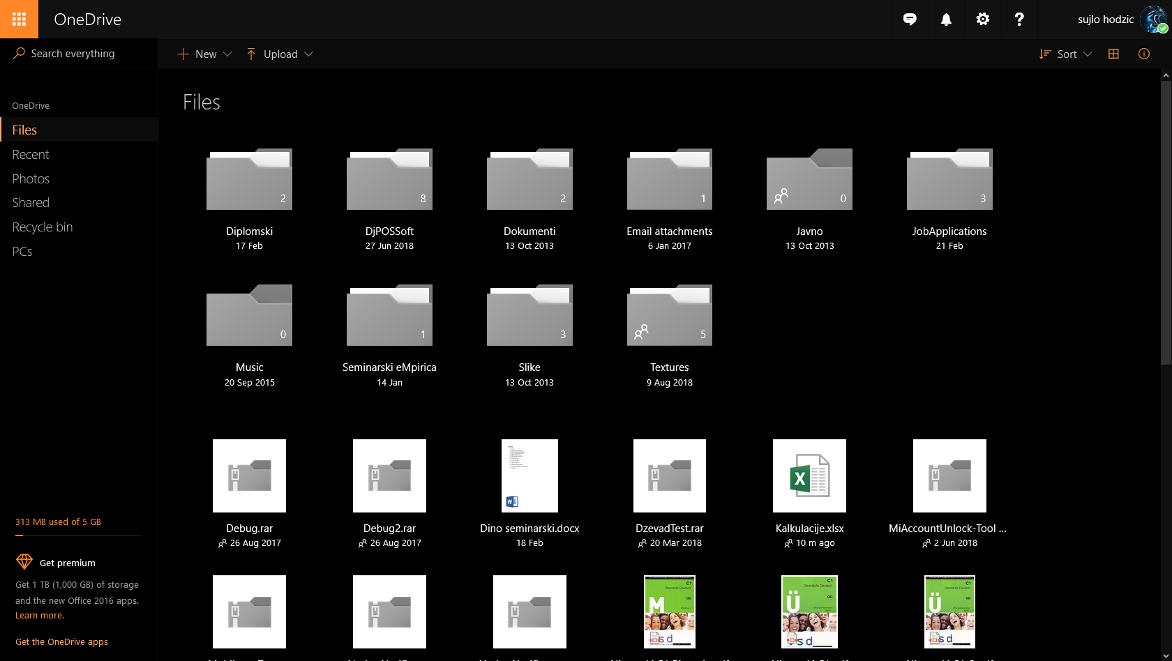 OneDrive dark