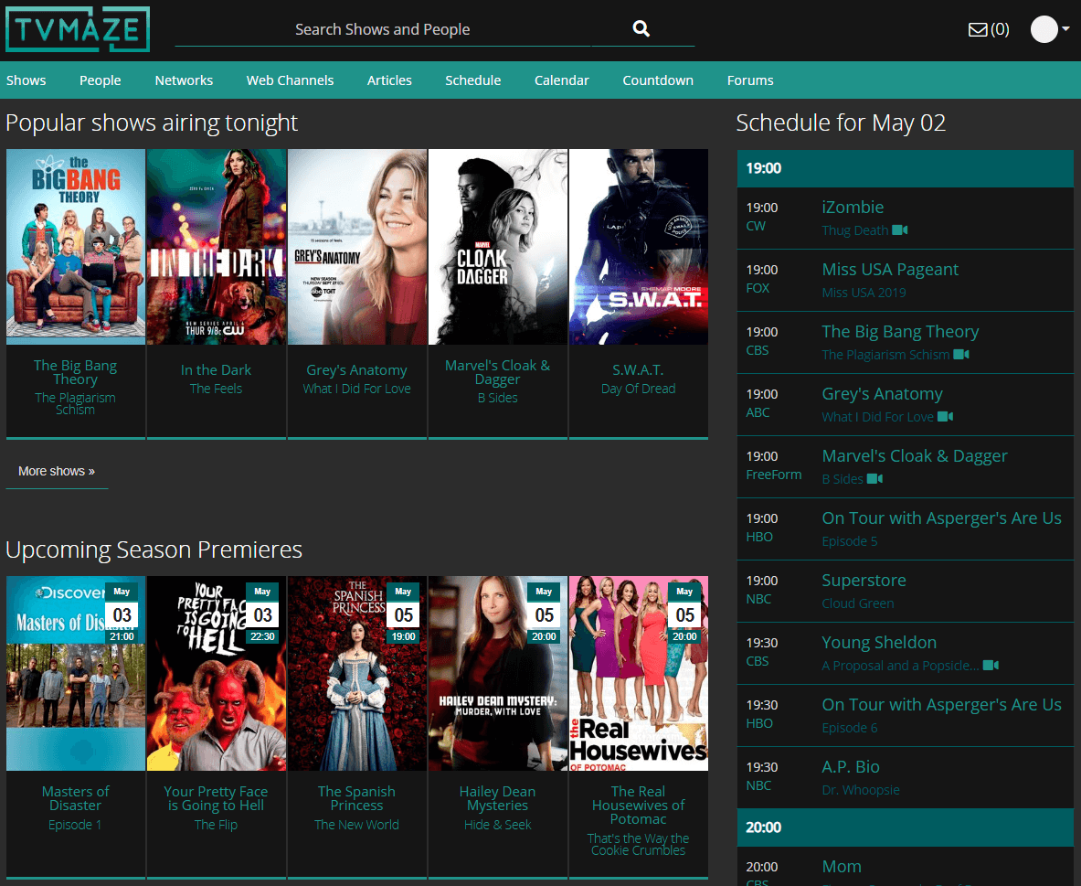 TVMaze - Dark & Clean
