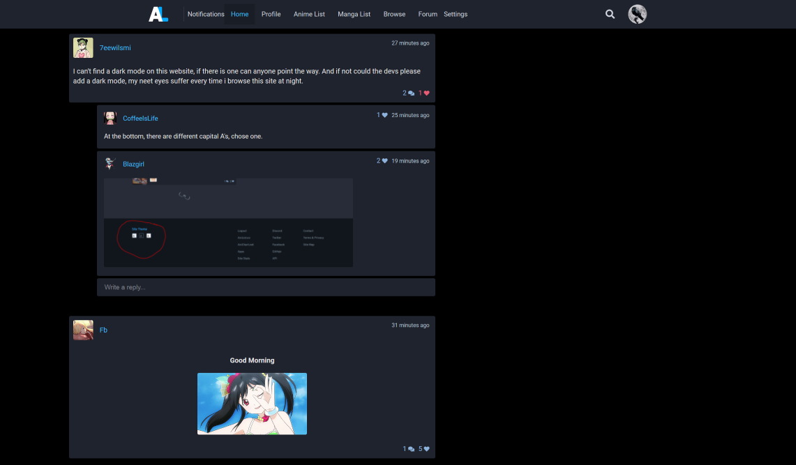 AniList Black Theme Plus