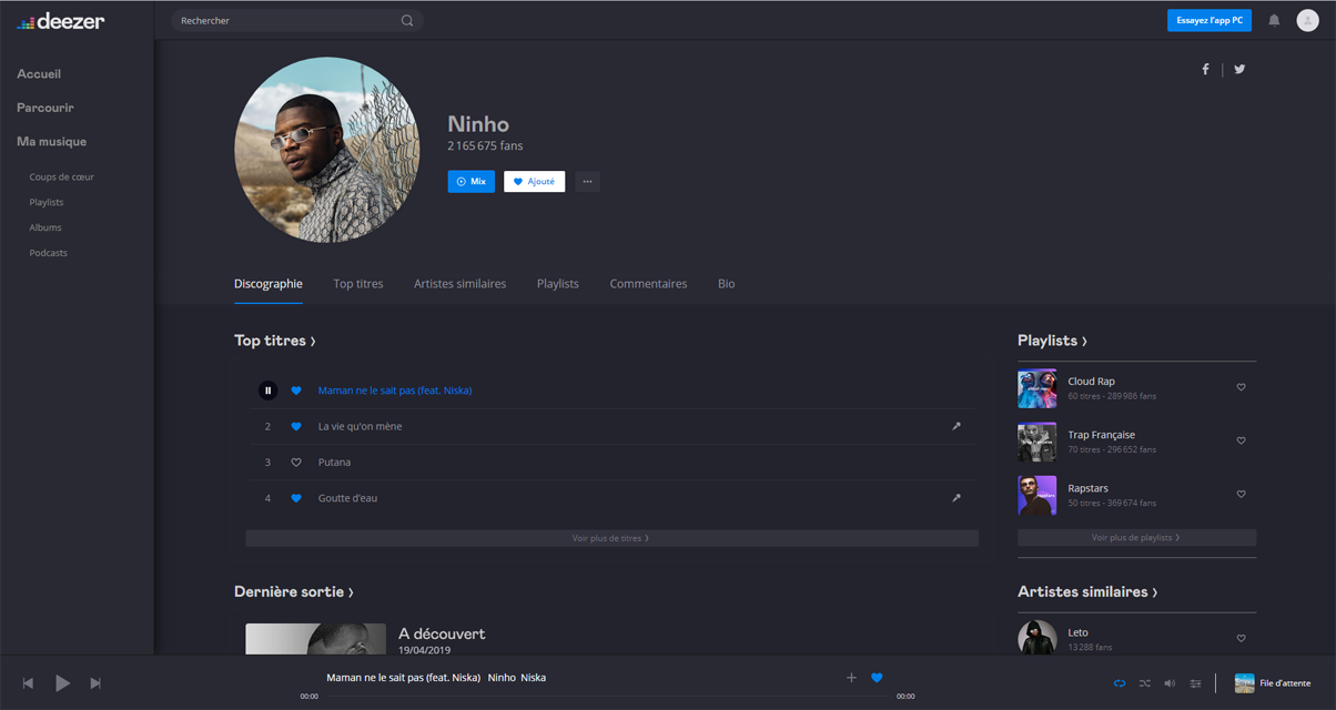 Deezer dark theme