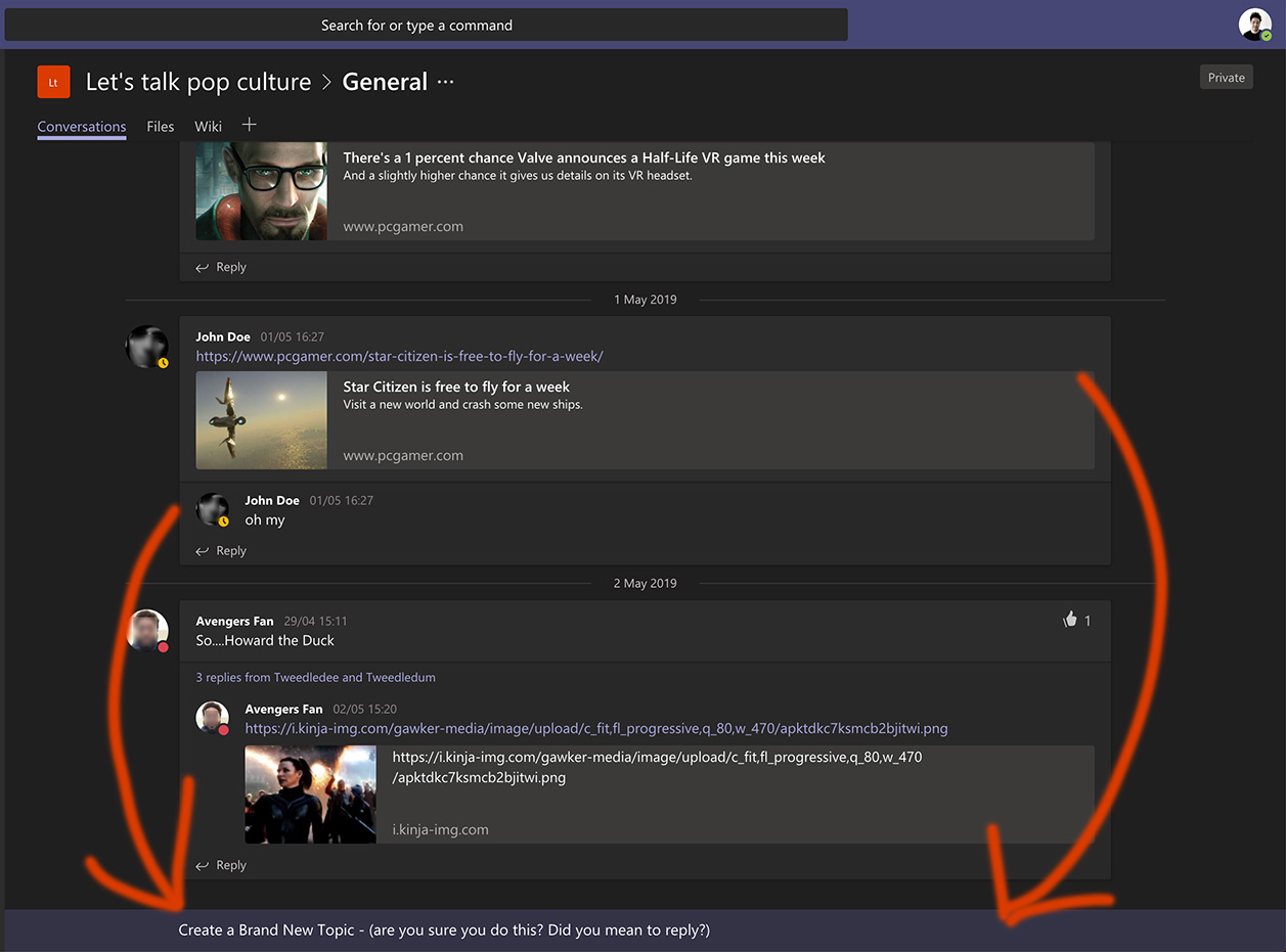 MS Teams New Topic Fix