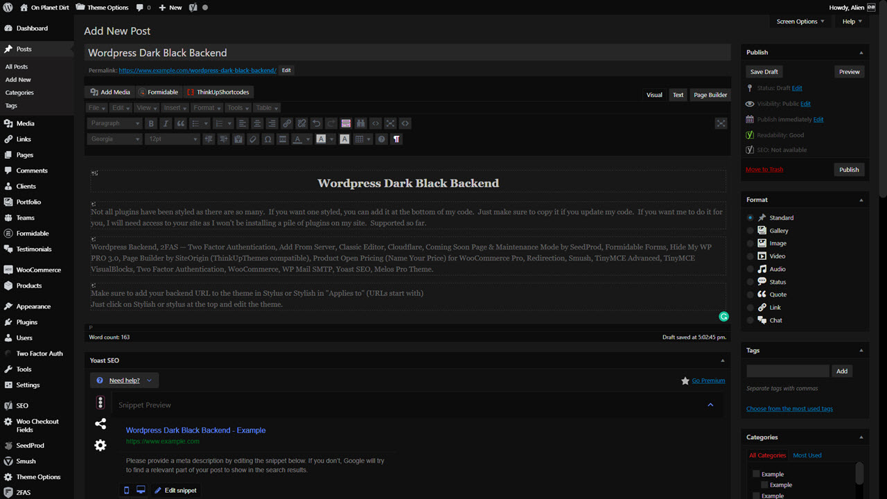 Wordpress Dark Black Backend - (MOVED)