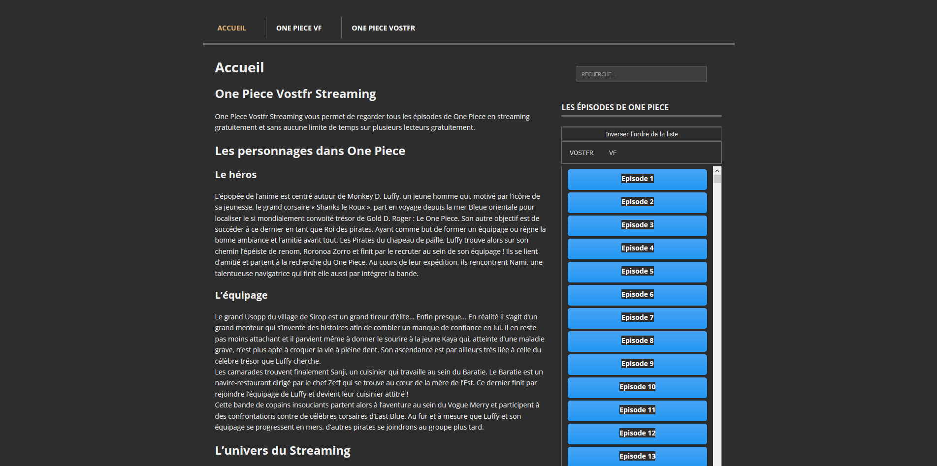 Onepiece-streaming dark mode #2D2D2D