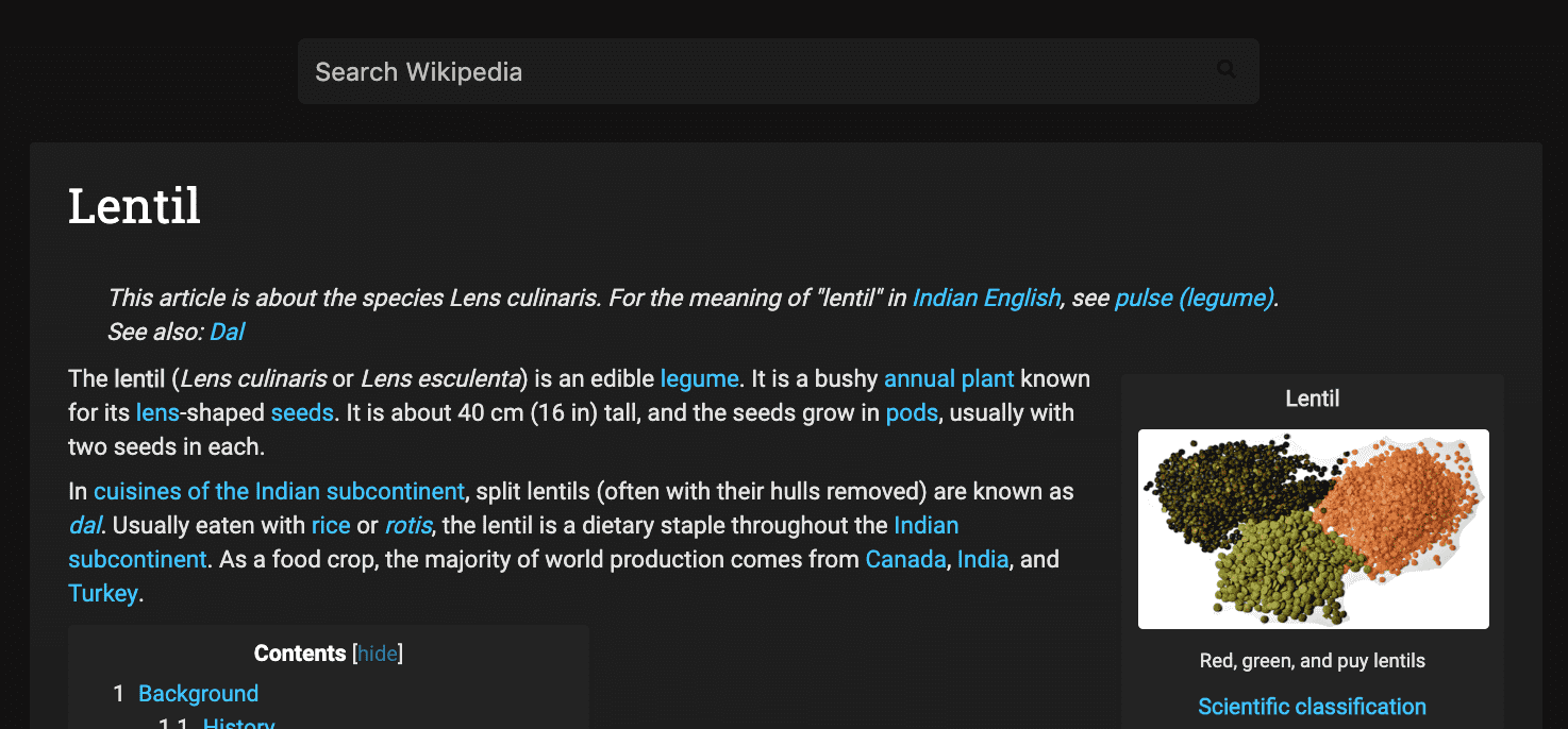 Material Dark for Wikipedia