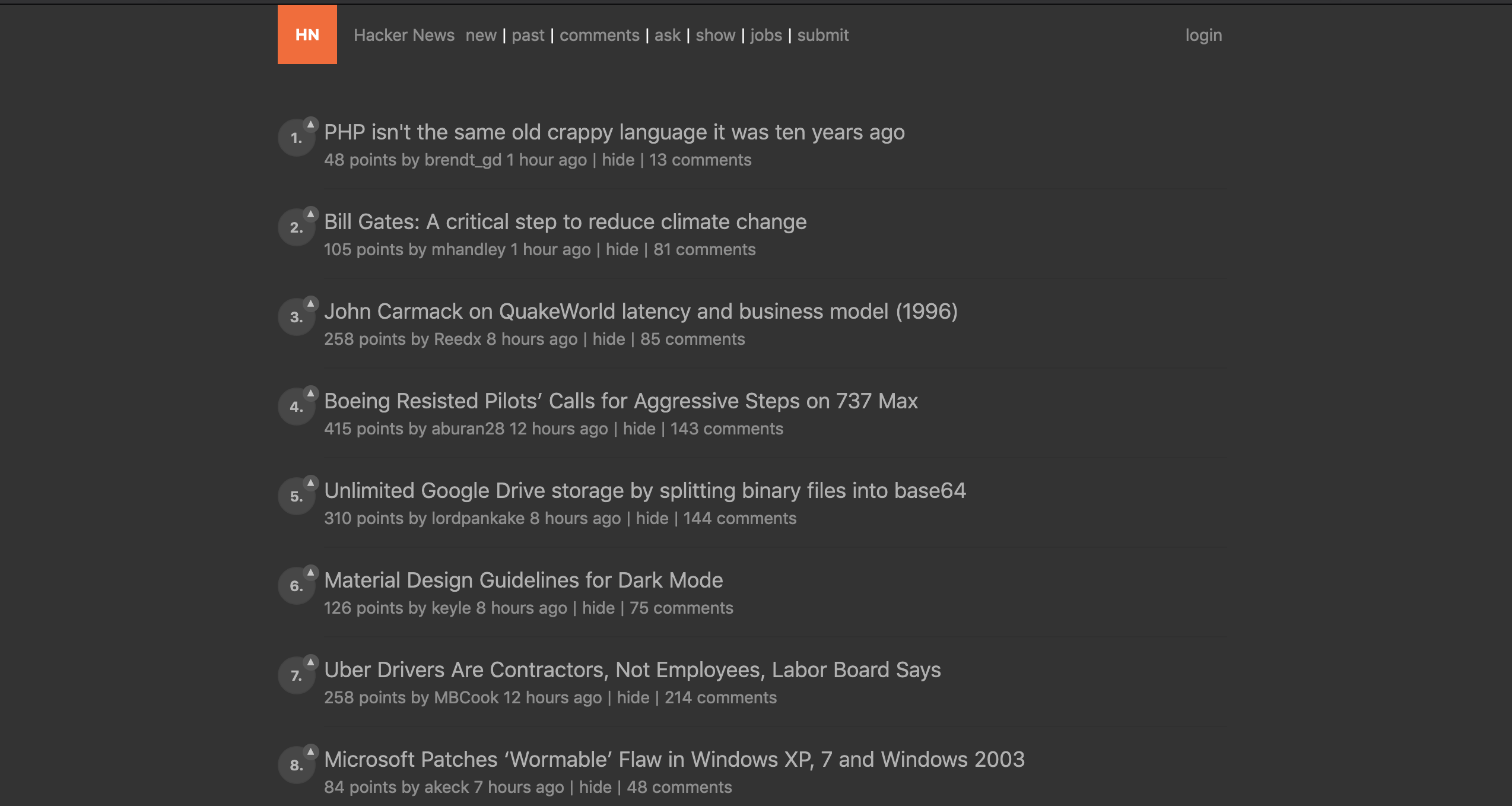 Hacker News Readable Darker