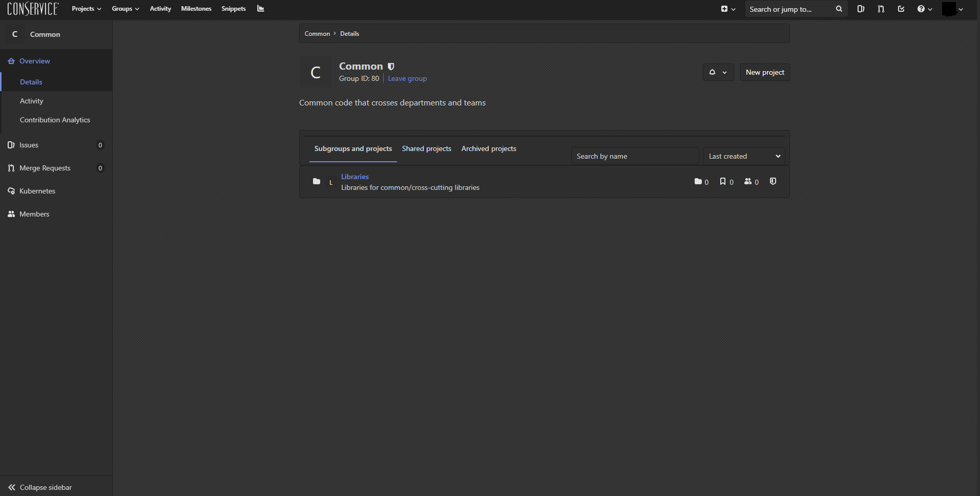 Dark GitLab for Conservice