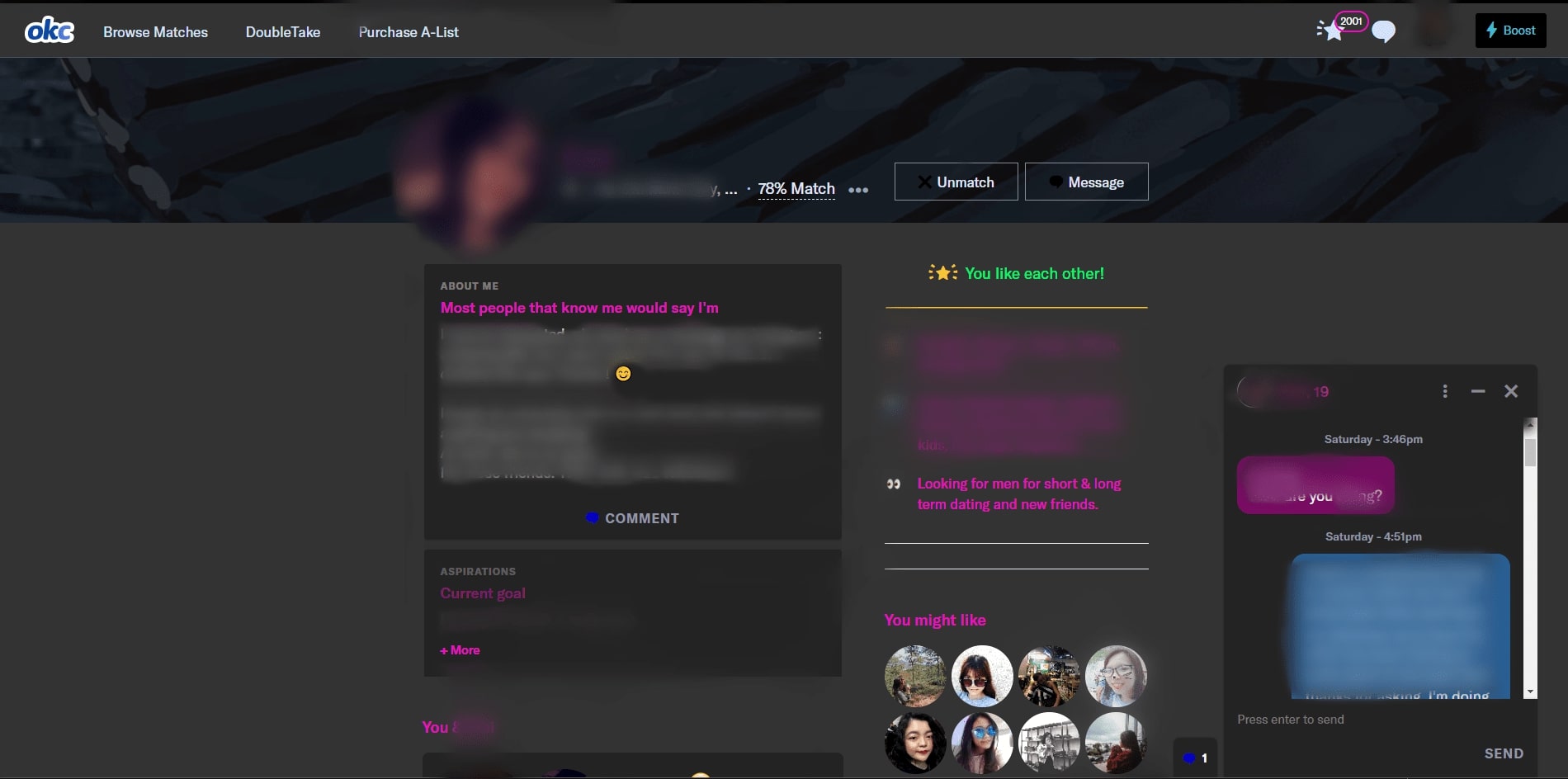 OKCupid Dark Mode Theme