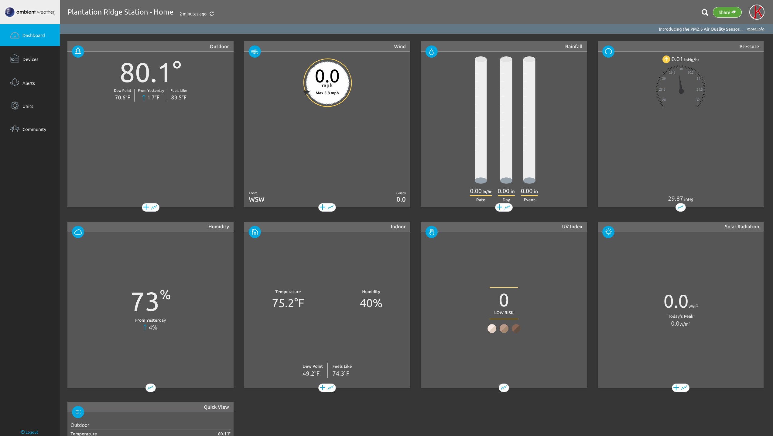 Darkmode for Ambient Weather Dashboard