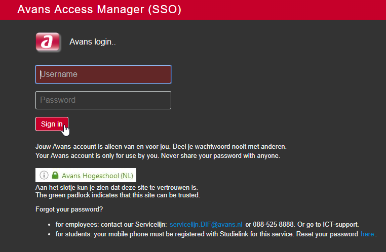 Dark Theme Avans SSO