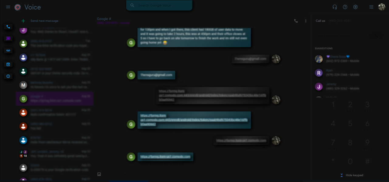 Dark Materialized Google Voice June 2019