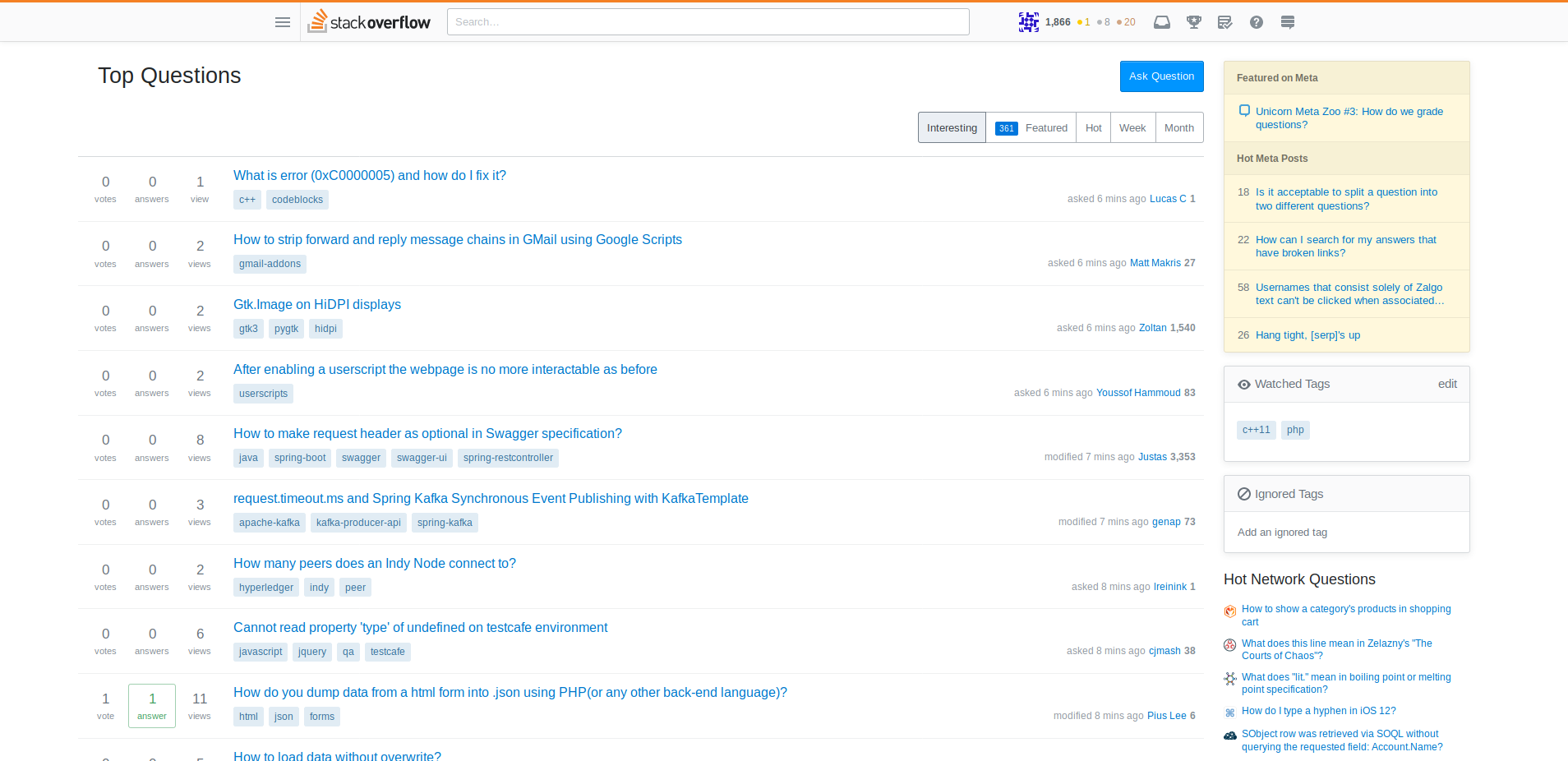 Stackoverflow simply wide