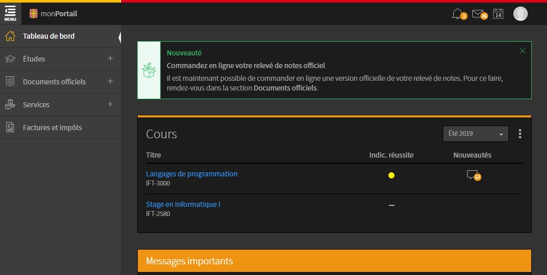 monPortail ULaval Dark Theme