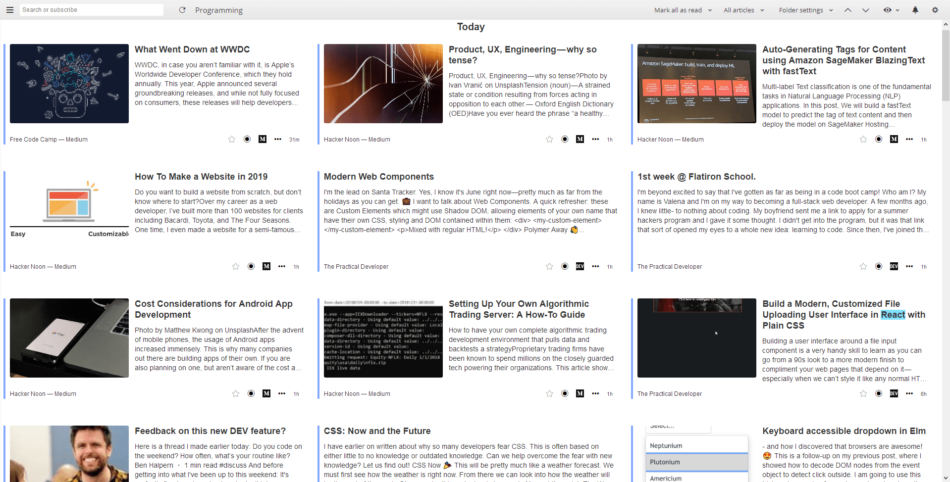 Inoreader alternate magazine view
