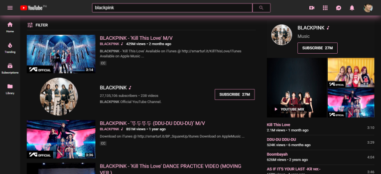Youtube Blackpink Theme