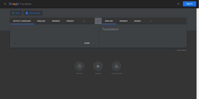 google translate night mode