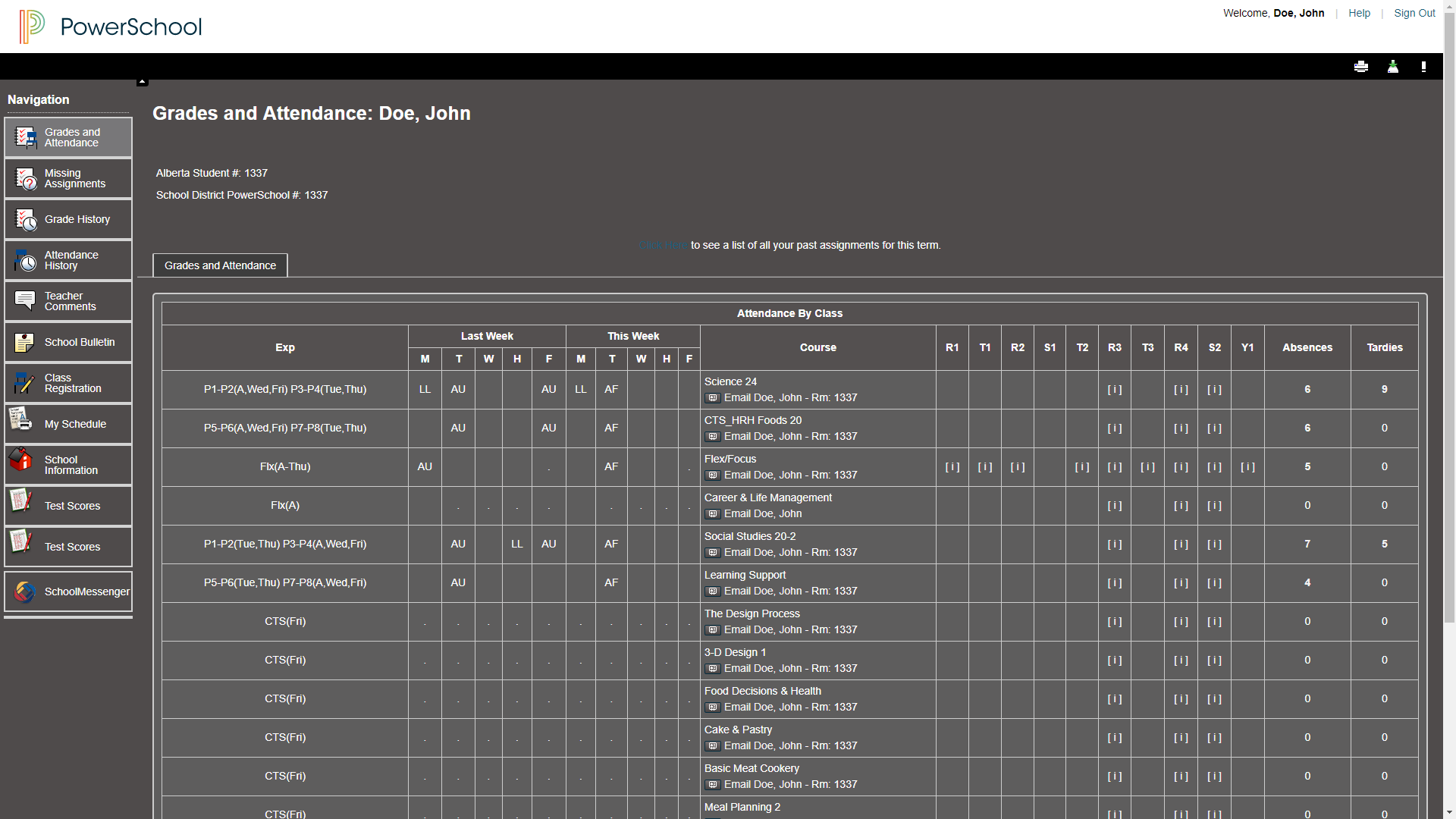 PowerSchool Dark Theme
