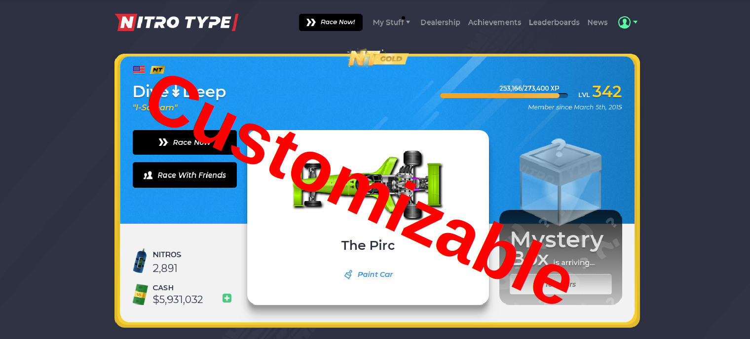 NitroType Customizable Theme