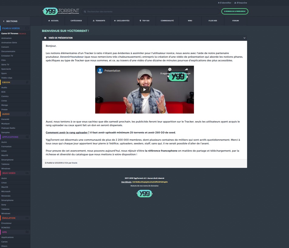 YggTorrent - Pub bonus don