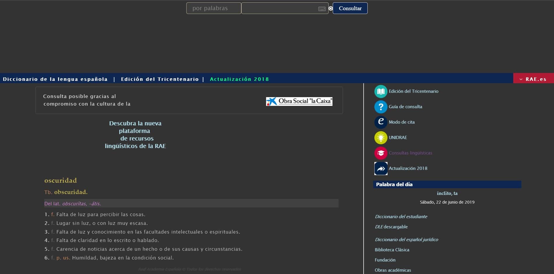 DLE Oscuro - Diccionario de la lengua española RAE