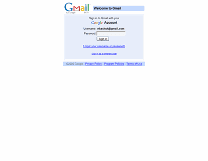 Gmail logon - minimized