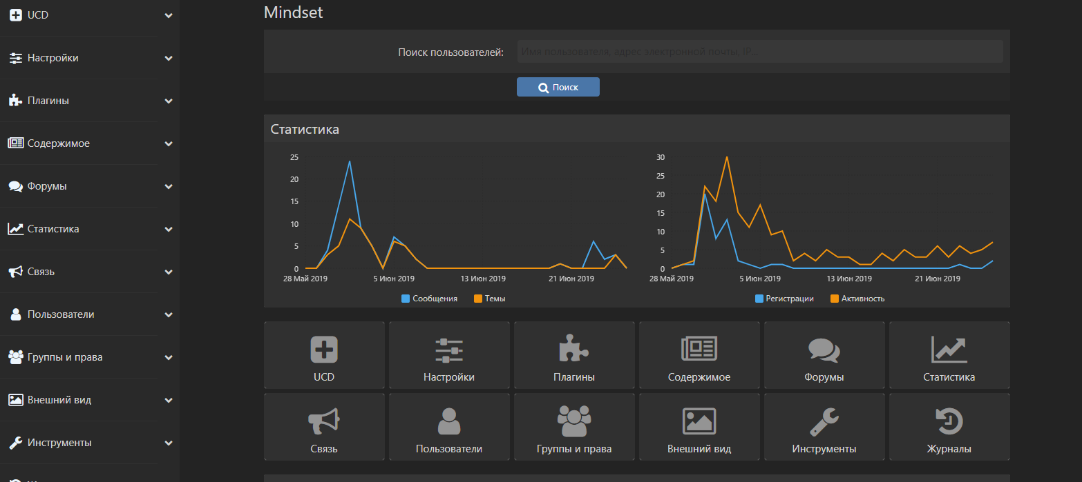 XenForo 2.0 Dark admin panel