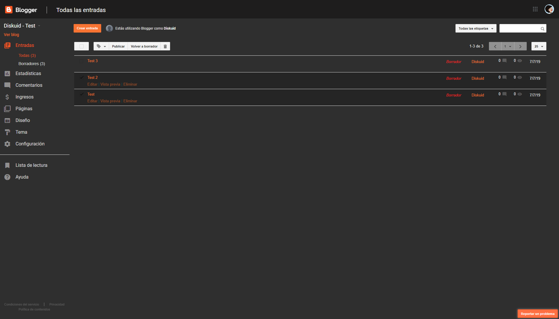 Clean Dark Theme - Blogger